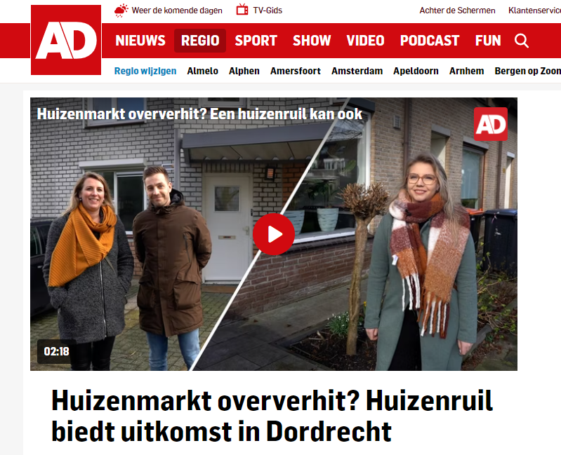 Mooi voorbeeld hoe huizenruil - toevallig - tot stand is gekomen in Dordrecht