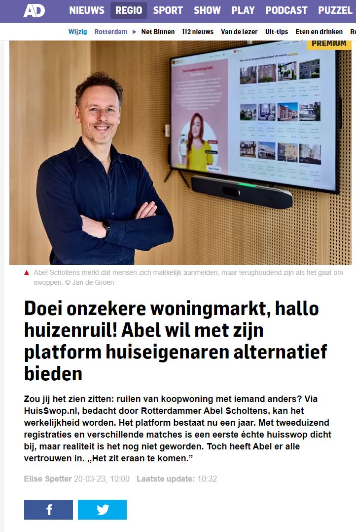 HuisSwop Update in het Algemeen Dagblad